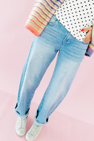 Dolly Rhinestone Barrel Jeans