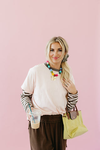 Emerson Striped Knit Top in Pink/Brown