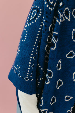 Carmella Bandana Kimono Cardigan in Blue
