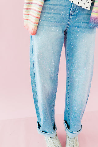 Dolly Rhinestone Barrel Jeans