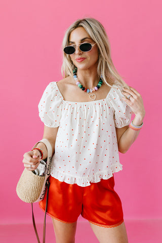 Amanda Polka Dot Puff Sleeve Top