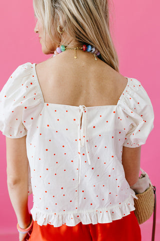 Amanda Polka Dot Puff Sleeve Top