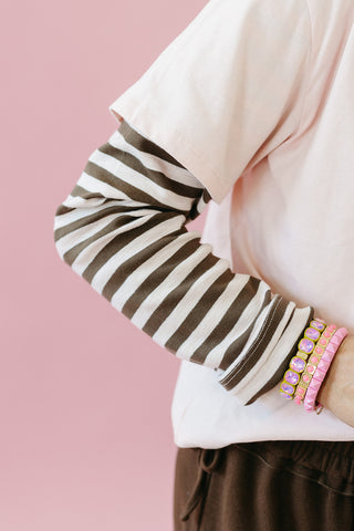 Emerson Striped Knit Top in Pink/Brown