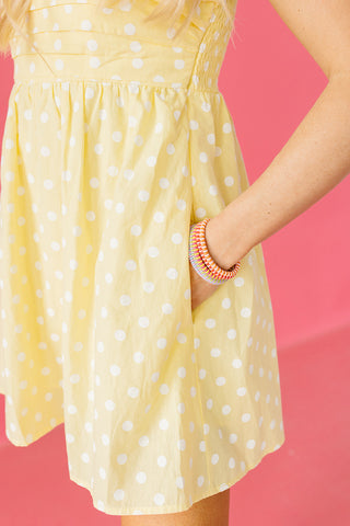 Presley Polka Dot Mini Dress in Lemon
