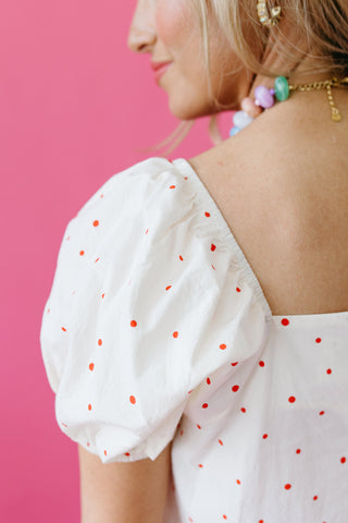 Amanda Polka Dot Puff Sleeve Top