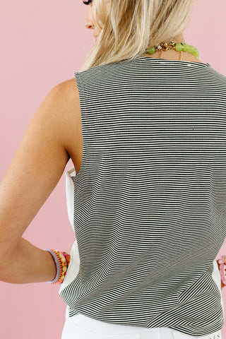 Alina Stripe Tank Top in Black/Cream