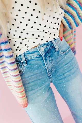 Dolly Rhinestone Barrel Jeans