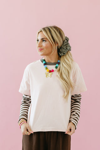 Emerson Striped Knit Top in Pink/Brown