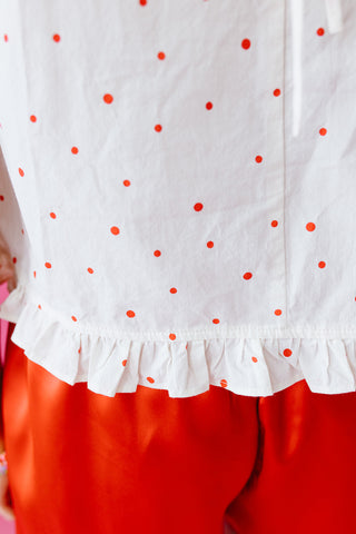 Amanda Polka Dot Puff Sleeve Top
