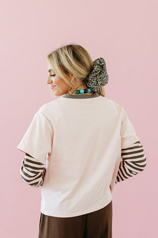 Emerson Striped Knit Top in Pink/Brown
