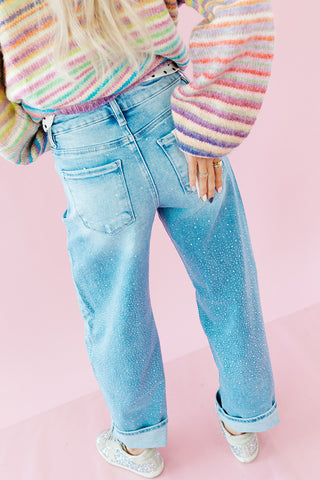 Dolly Rhinestone Barrel Jeans