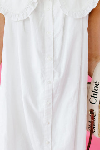 Charlotte Pilgrim Collar Cotton Mini Dress in White