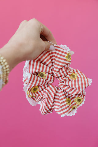 Sunflower Embroidered Oversized Scrunchie