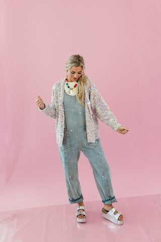 Daisy Embroidered Overalls in Denim