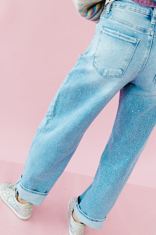 Dolly Rhinestone Barrel Jeans