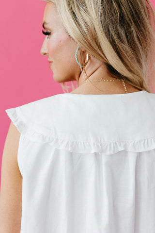 Charlotte Pilgrim Collar Cotton Mini Dress in White