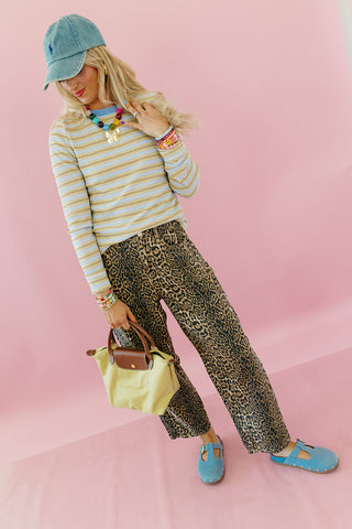 Rylee Stripe Knit Top in Dijon/Sky
