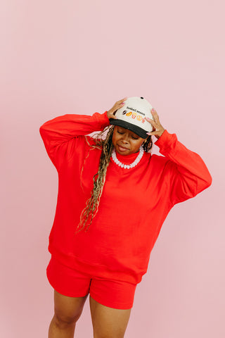 Kerri Mock Neck + Shorts Set in Chili
