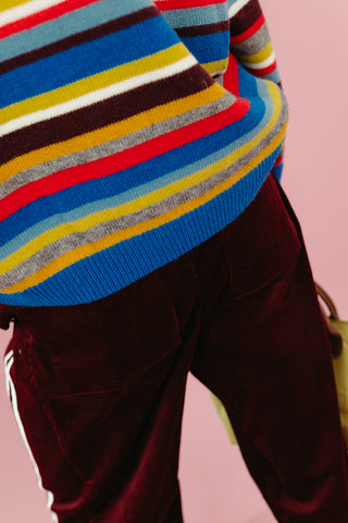 Riley Corduroy Track Pants in Merlot