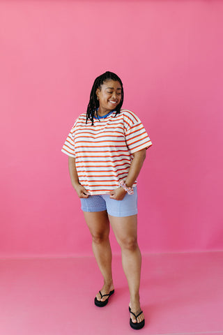 Coralee Stripe Boxy Tee