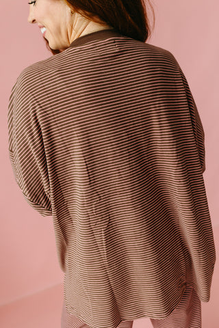 Nyah Striped Tunic Top in Brown/Pink