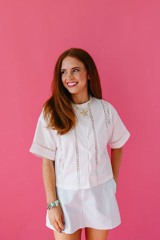 Anya Lace Button Up Knit Top