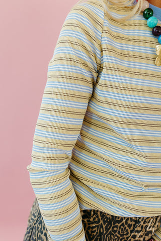 Rylee Stripe Knit Top in Dijon/Sky