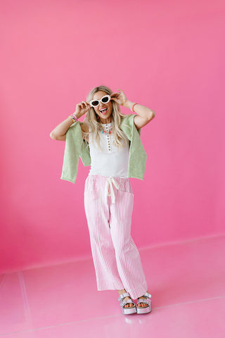 Janie Stripe Pants in Pink