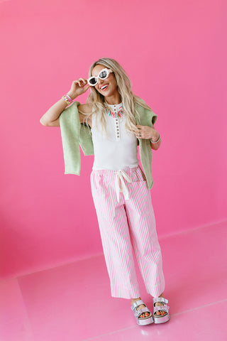 Janie Stripe Pants in Pink