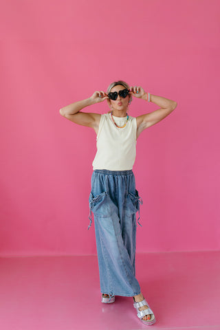 Tanner Washed Denim Elastic Pants - RESTOCK