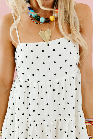 Bella Polka Dot Maxi Dress in Ivory/Black