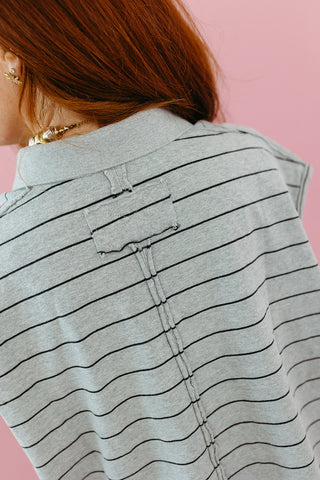 Alley Stripe Polo Top in Grey