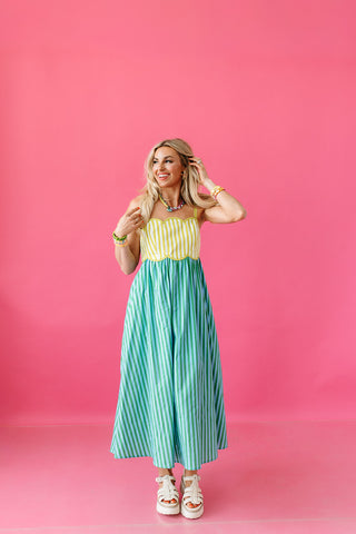 Keely Stripe Scallop Midi Dress