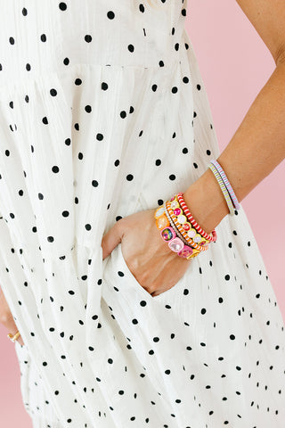Bella Polka Dot Maxi Dress in Ivory/Black