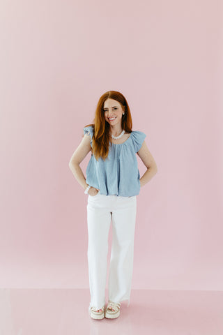 Wyatt Textured Top in Blue