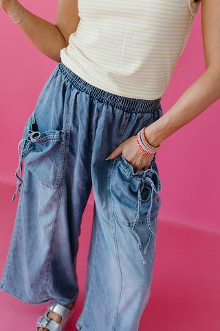 Tanner Washed Denim Elastic Pants - RESTOCK
