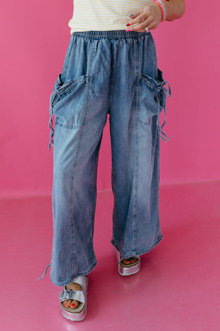 Tanner Washed Denim Elastic Pants - RESTOCK