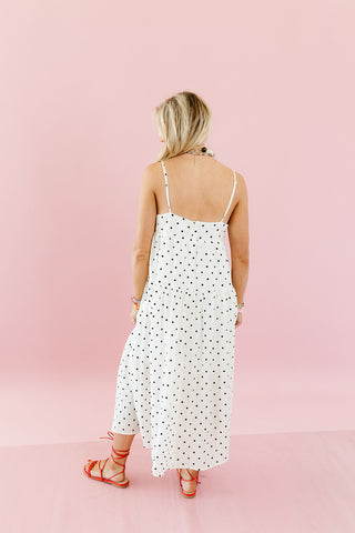 Bella Polka Dot Maxi Dress in Ivory/Black