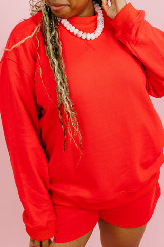 Kerri Mock Neck + Shorts Set in Chili
