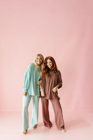 Nyah Striped Lounge Pants in Brown/Pink