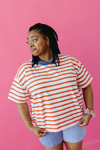 Coralee Stripe Boxy Tee