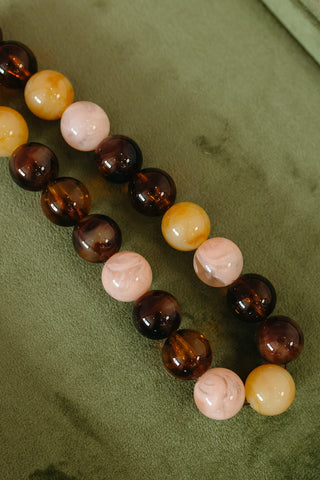 Chunky Beaded Necklace in Brown/Neutral