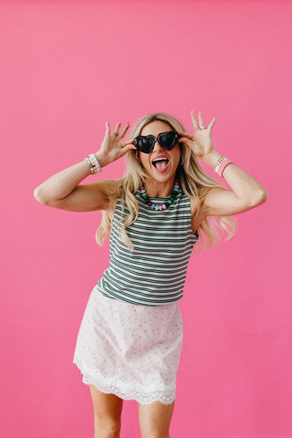 Tilly Stripe Tank in Matcha
