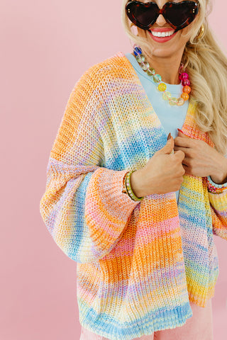 Hillary Multi Colored Cardigan in Neon Sorbet