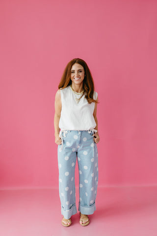 Salem Linen Side Tie Tank in Off White