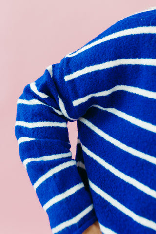 Piper Cardigan in Royal Blue Mini Stripe