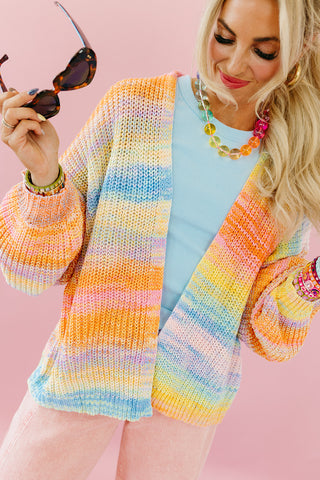Hillary Multi Colored Cardigan in Neon Sorbet