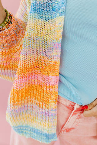 Hillary Multi Colored Cardigan in Neon Sorbet