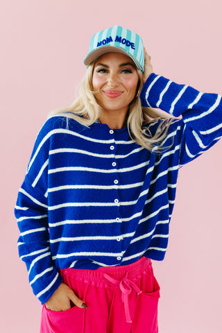 Piper Cardigan in Royal Blue Mini Stripe