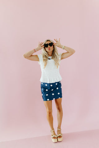Loren Polka Dot Skort in Navy